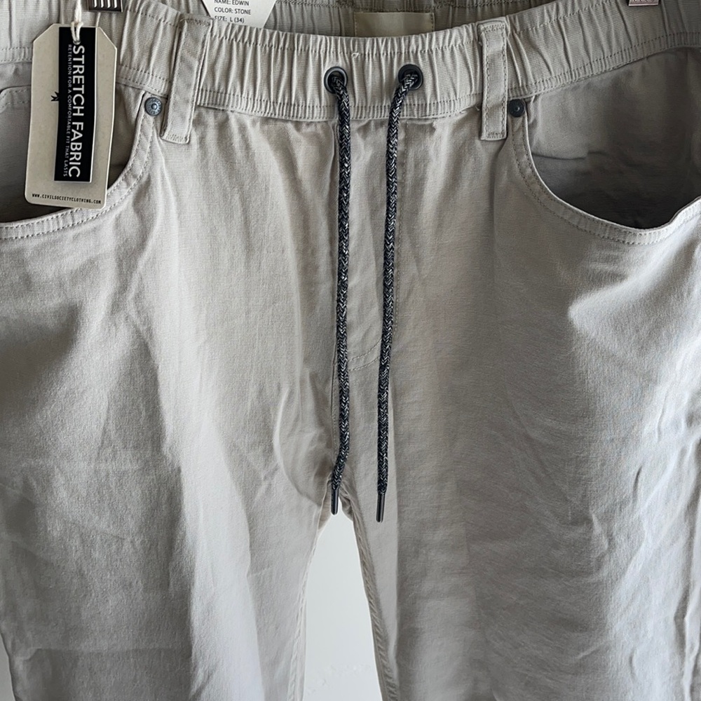 Civil Society-Slim Chinos, Tan, Men’s Size L (34)